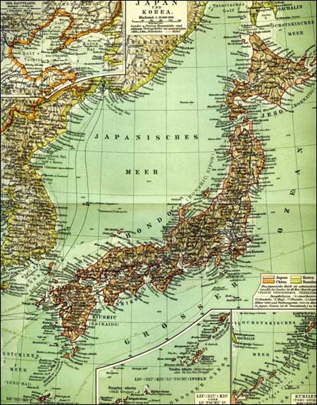 Немецкая карта Японии и Кореи 1894 года